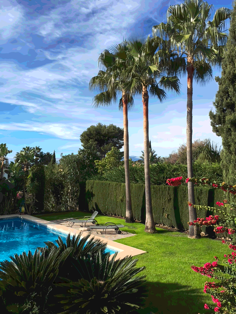 Bird's eye view of the Sierra Blanca garden showcasing its intricate design and natural beauty.